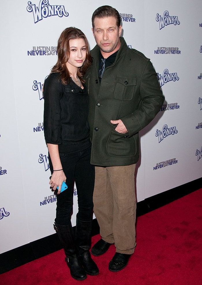 Hailey Baldwin and her father Stephen Baldwin attend the New York premiere of Justin Bieber's Never Say Never concert film on February 2, 2011