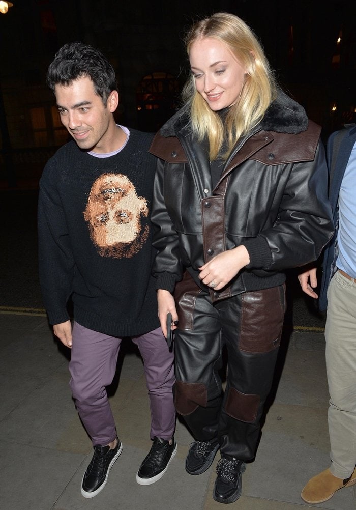 Joe Jonas and his wife Sophie Turner, who are expecting their first child, heading out to dinner in London