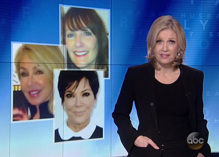 Caitlyn Jenner's ex-wives Kris Jenner, Chrystie Crownover, and Linda Thompson featured on Bruce Jenner's 20/20 exclusive interview with Diane Sawyer at ABC News