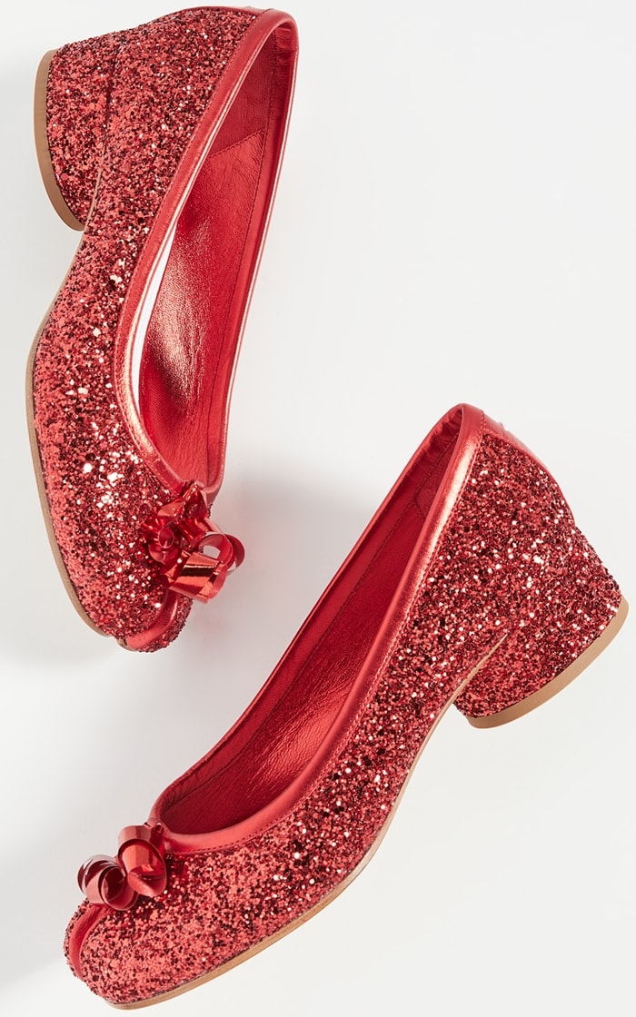 Glitter-coated polyurethane Maison Margiela Tabi glitter pumps in Rubine red