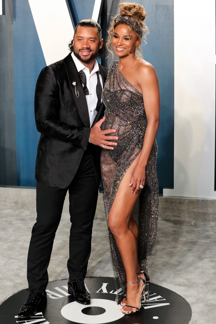 Russell Wilson and Ciara attend the Vanity Fair Oscar Party at Wallis Annenberg Center for the Performing Arts