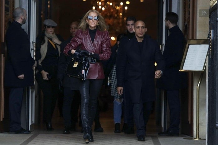 Singer Celine Dion leaving the Givenchy office building located at number 3 Avenue George V in Paris’s 8th arrondissement