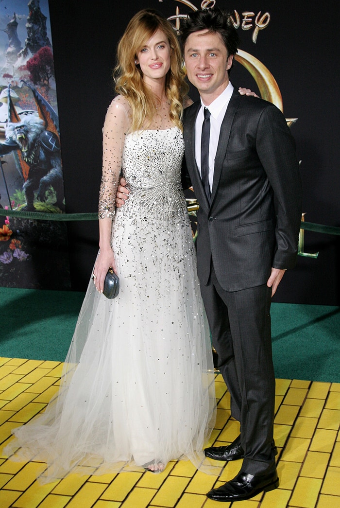 Zach Braff and then-girlfriend Taylor Bagley OZ The Great And Powerful LA premiere on February 13, 2013