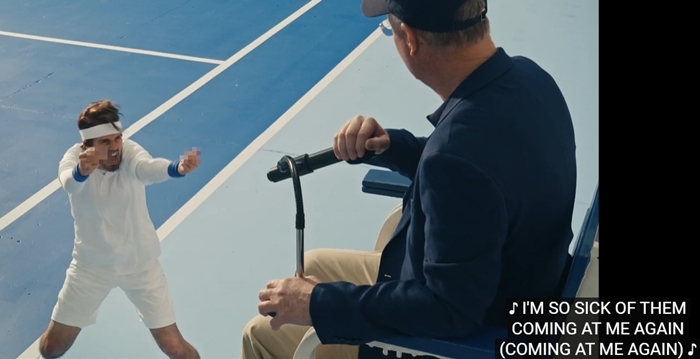 The music video contains a visual reference to tennis player Serena Williams' match controversy with a chair umpire at the 2018 US Open Championships