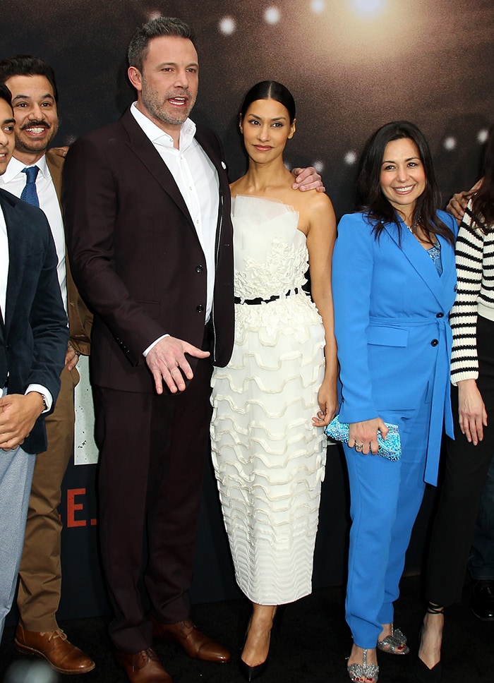 Ben Affleck and Janina Gavankar at the premiere of their movie, The Way Back, held at Regal LA Live in Los Angeles on March 1, 2020