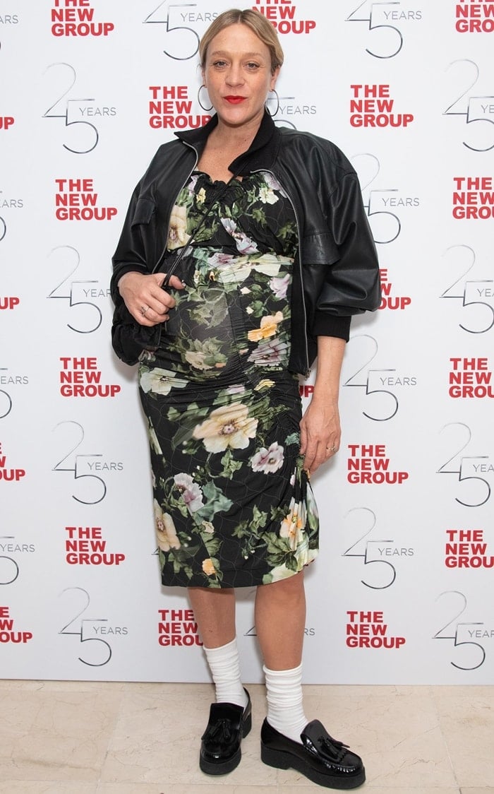 Chloe Sevigny shows off her baby bump at The New Group’s 25th Anniversary Gala