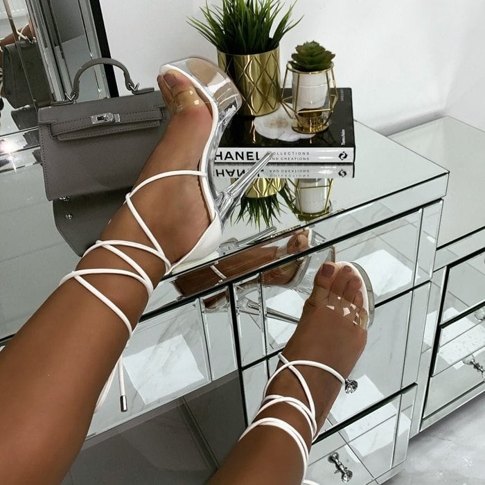 White Destiny Patent Clear Platform Heels