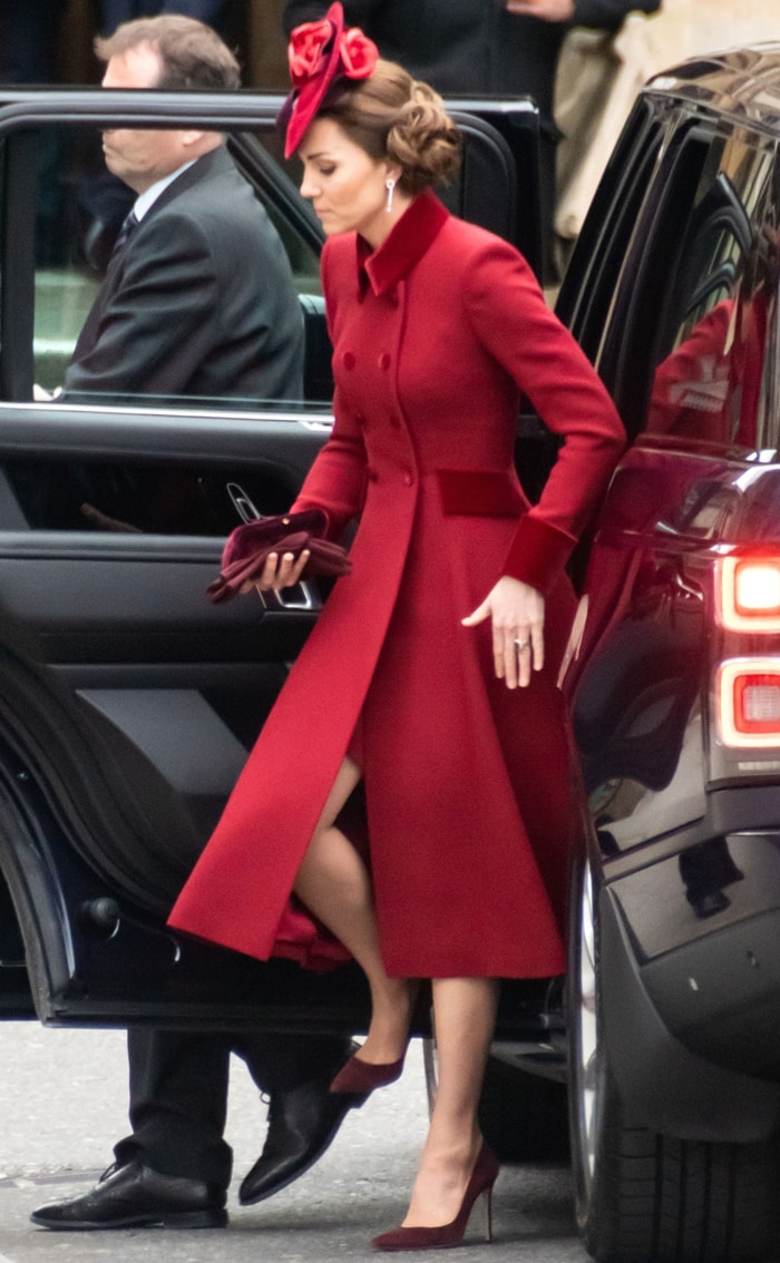 Catherine, Duchess of Cambridge looked lovely in a Catherine Walker coat