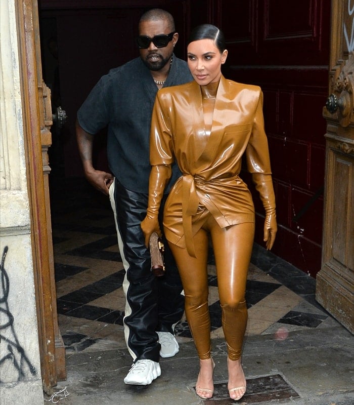 Kim Kardashian West and husband Kanye West leave K.West's Sunday Service