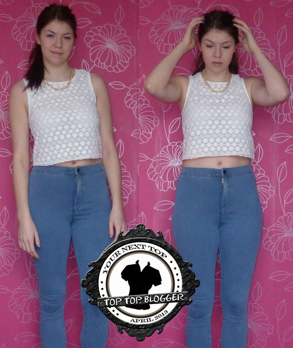 Laura Pratt is ready for spring in jeans paired with a crochet crop top