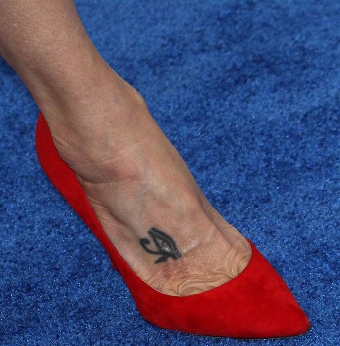Marisa Tomei's Egyptian Eye of Horus tattoo on her right foot