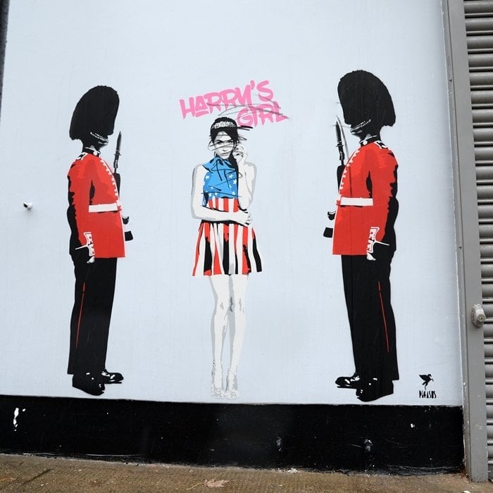 Street artist Pegasus' mural of Prince Harry's girlfriend Meghan Markle on a shopfront in North London