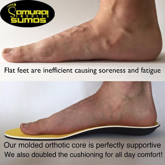 Samurai Insoles makes orthotic arch support inserts for flat feet/ plantar fasciitis