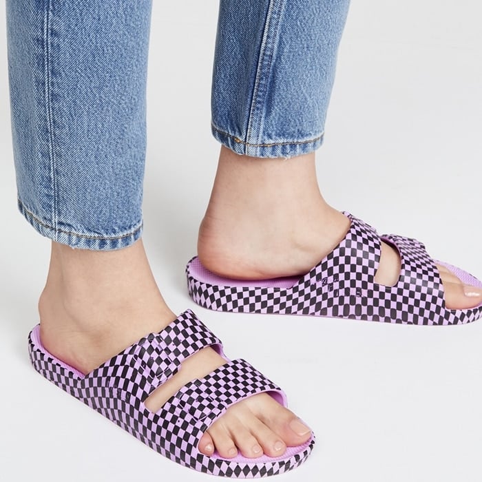 Purple Check Pattern Summer Shoes