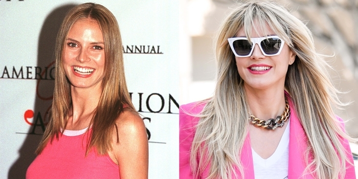 Heidi Klum before and after: Attending the 1999 CFDA American Fashion Awards and out shopping in March 2020