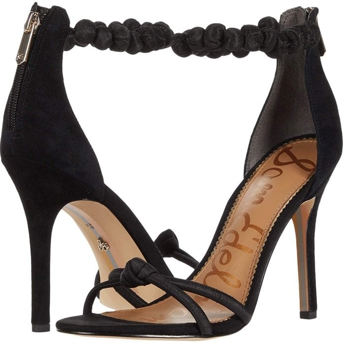 A bunched scarf anklet and knotted strap detailing bring together the chic Aria sandals from Sam Edelman