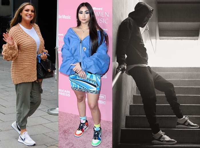 Kelly Brook, Paloma Mami, and LeBron James wearing Nike shoes