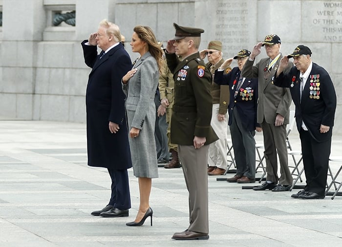 President Donald Trump and First Lady Melania Trump commemorate the 75th Anniversary of Victory in Europe Day on May 8, 2020