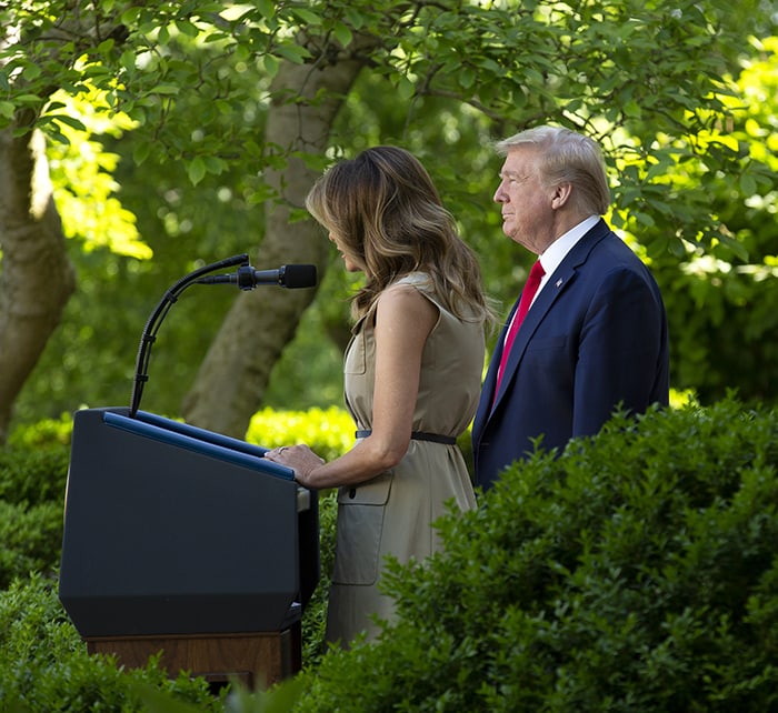 Melania Trump delivers her introductory prayer