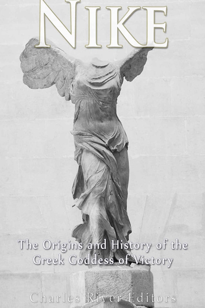 Nike is named after the ancient Greek goddess of victory, which is pictured on the cover of Nike: The Origins and History of the Greek Goddess of Victory by Charles River Editors and Andrew Scott