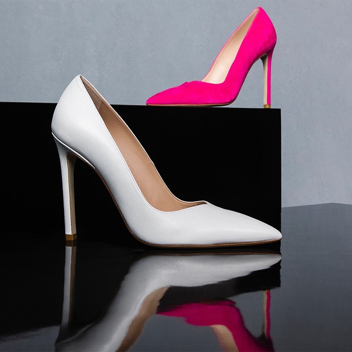 Stuart Weitzman Anny Pumps in white and hot pink versions