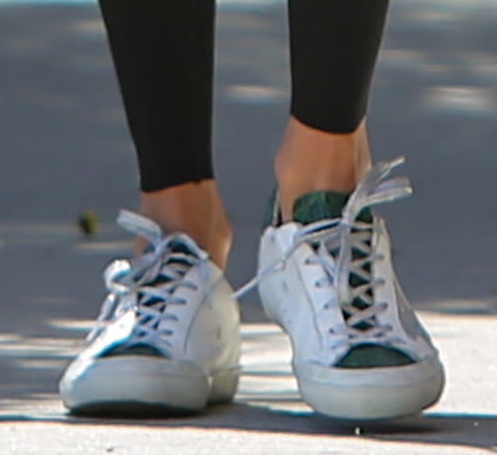 Alessandra Ambrosio teams her athleisure outfit with Golden Goose sneakers