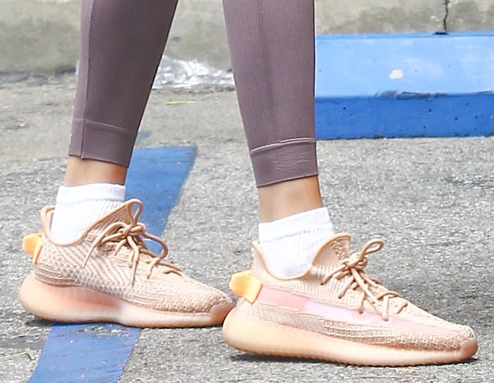 Hailey Bieber completes her athleisure look with Adidas Yeezy sneakers