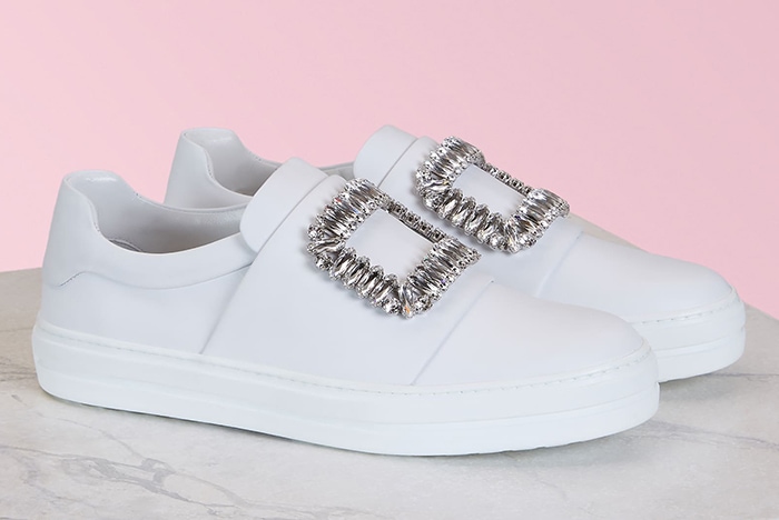 Roger Vivier ‘Sneaky Viv’ Strass Buckle Sneakers in Leather