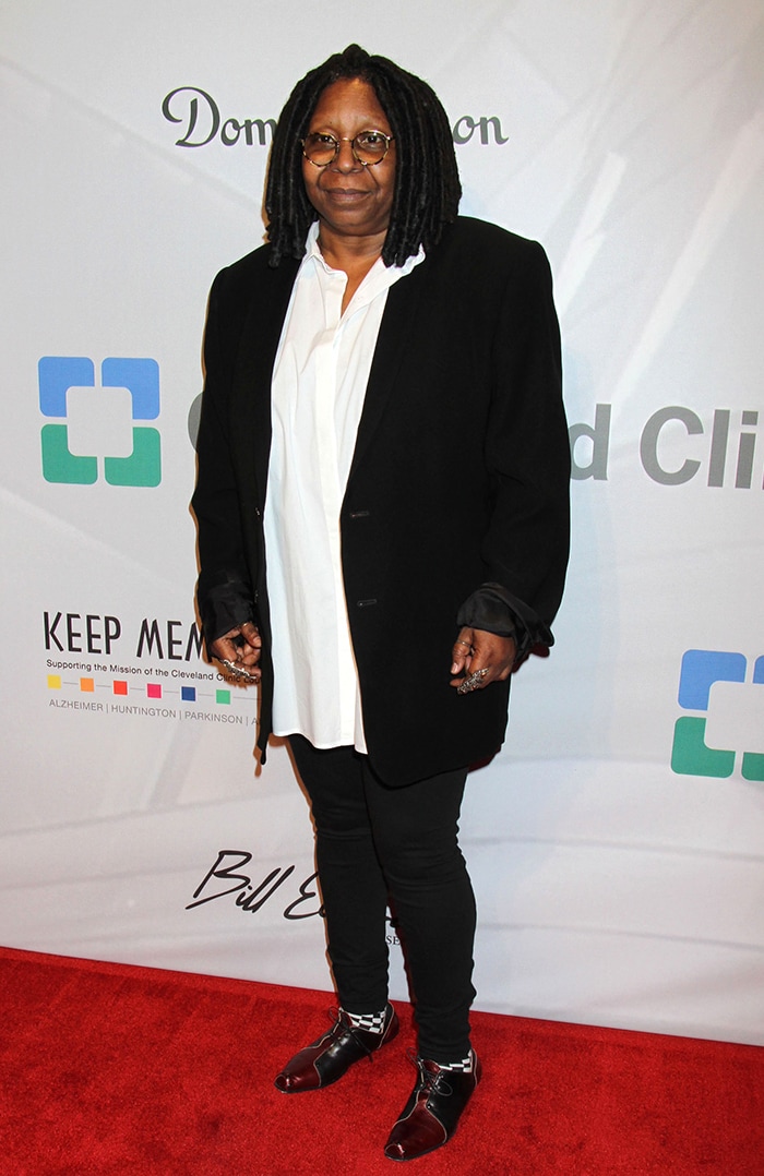 Whoopi Goldberg doesn't bother to add inches to her 5'5" frame and wears flats to the Keep Memory Alive event