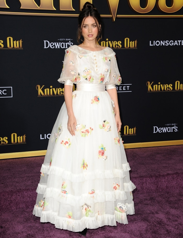 Ana de Armas stuns in a Chanel Spring 2019 Haute Couture gown at the Premiere of Lionsgate's 'Knives Out'