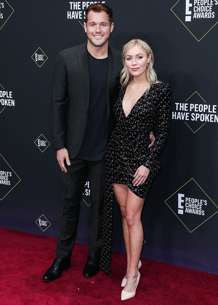 Colton Underwood and Cassie Randolph arrive at the 2019 E! People's Choice Awards on November 10, 2019