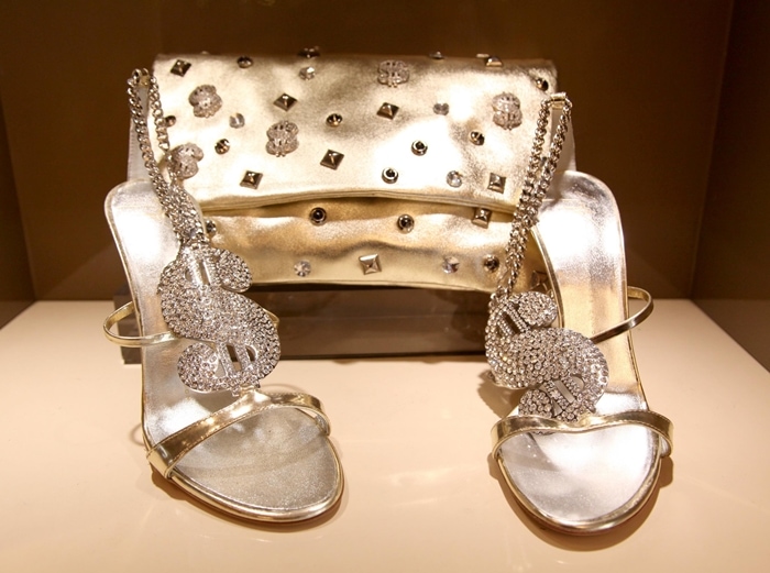 These dollar-sign-motif Swarovski crystal-encrusted heels from Giuseppe Zanotti make a statement