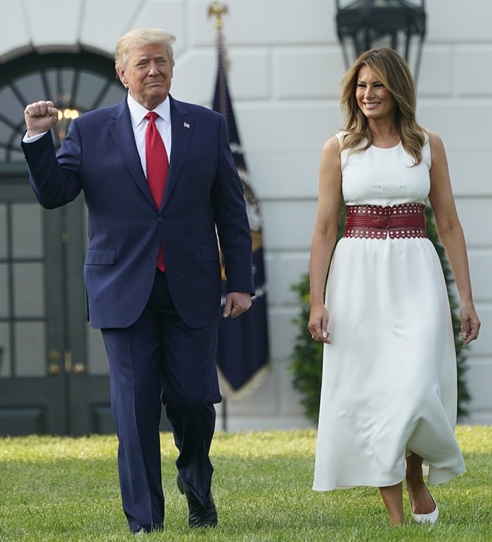 Donald Trump and Melania Trump wear patriotic colors for the Independence Day celebration