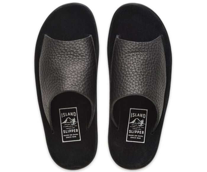 Island Slipper Bull Hide Slides in Black