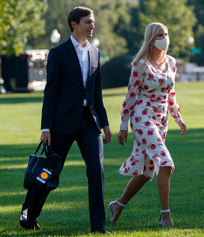 Ivanka Trump looks summer chic in white Altuzarra poppy-print dress