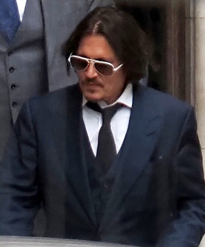 Johnny Depp arrives at the Royal Courts of Justice for the libel trial against The Sun on July 7, 2020