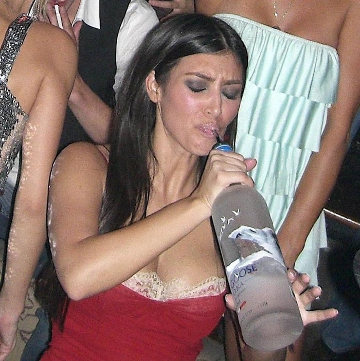 Kim Kardashian celebrates her birthday by drinking vodka at TAO Nightclub