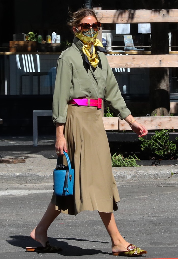 Olivia Palermo goes for a stroll in Dumbo, Brooklyn on July 12, 2020