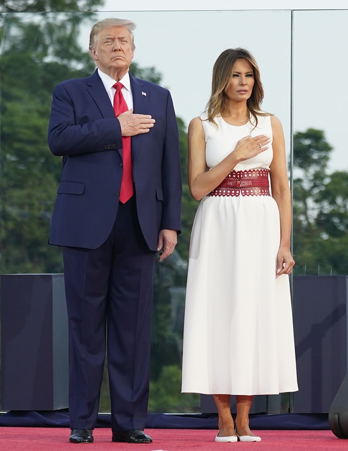 President Donald Trump and First Lady Melania Trump celebrate Fourth of July on the White House South Lawn on July 4, 2020