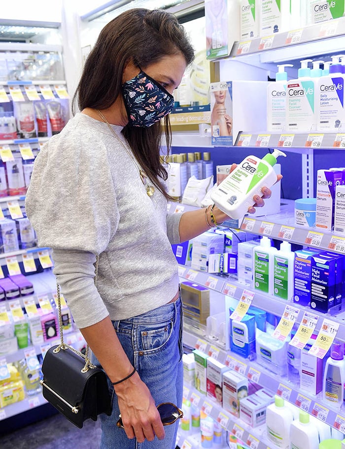 Katie Holmes shops for CeraVe Hydrating facial cleanser
