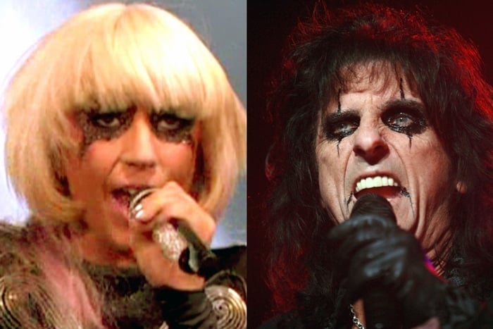 Shrouding her eyes with Cooper-esque black makeup, Lady Gaga channeled 70s rock god Alice Cooper during her performance on the finale of the reality show Dancing With the Stars