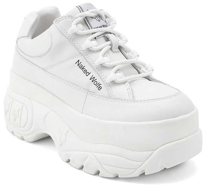 Naked Wolfe Sporty White Leather Chunky Shoes