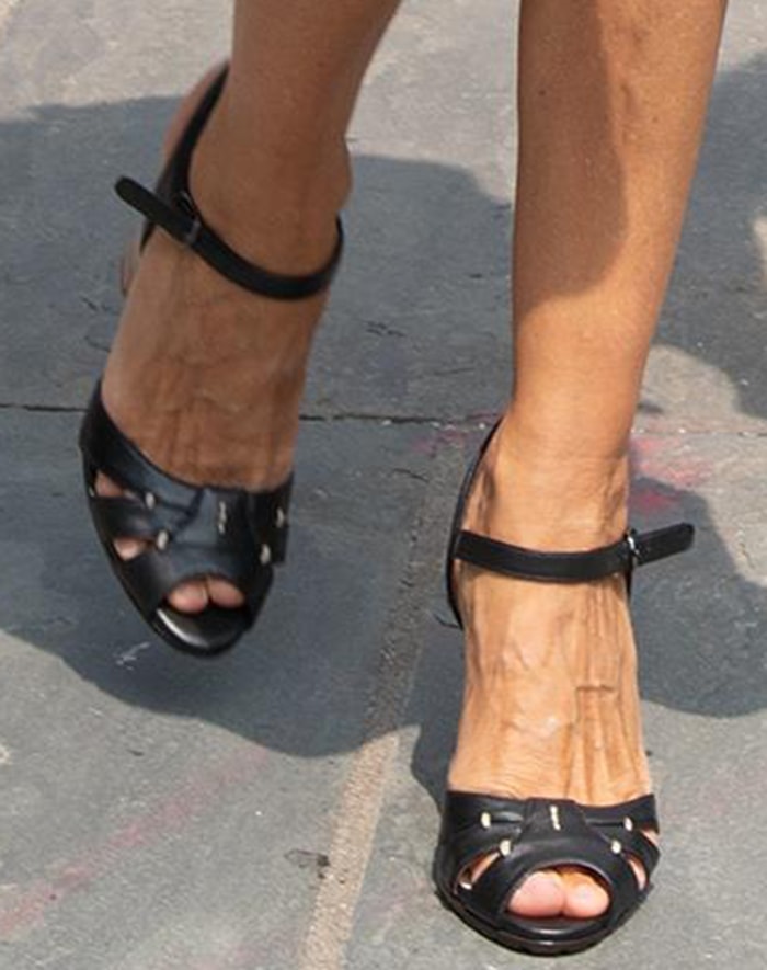 Sarah Jessica Parker slips into a pair of SJP peep-toe sandals