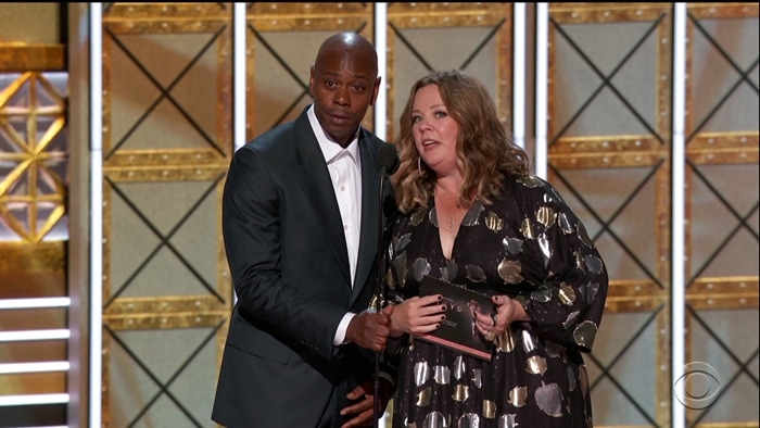 Dave Chappelle and Melissa McCarthy earned trophies for their appearances on Saturday Night Live at the 69th Annual Primetime Emmy Awards in 2017