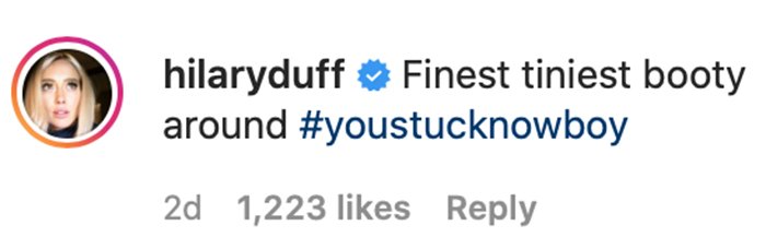 Hilary Duff comments on her husband's cheeky Instagram post