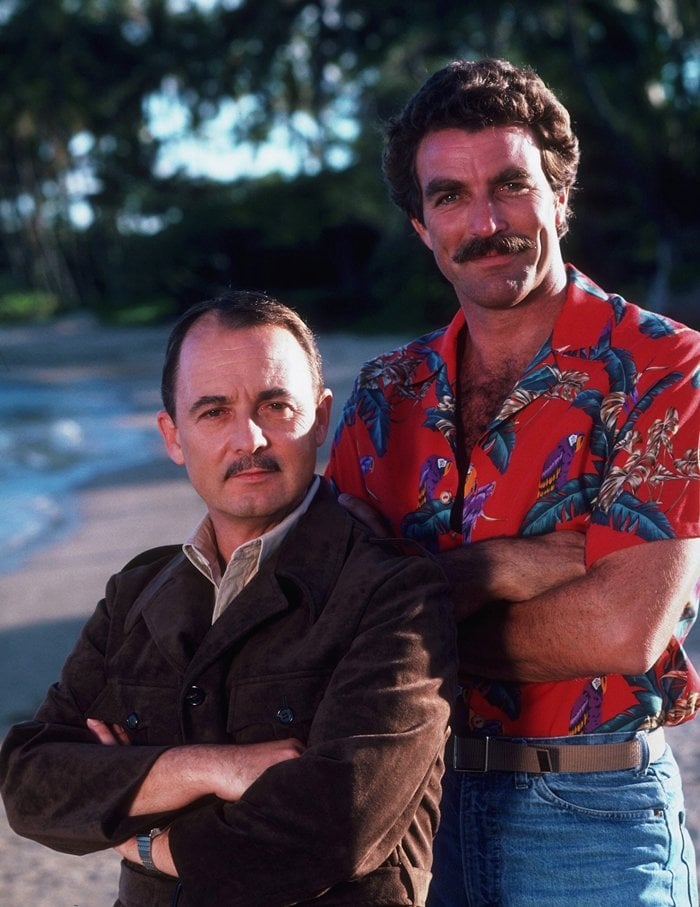 Magnum, P.I. (CBS) Season 2 1981-1982: John Hillerman (as Jonathan Quayle Higgins III/Elmo/Father Patty McGinnis), Tom Selleck (as Thomas Sullivan Magnum III)