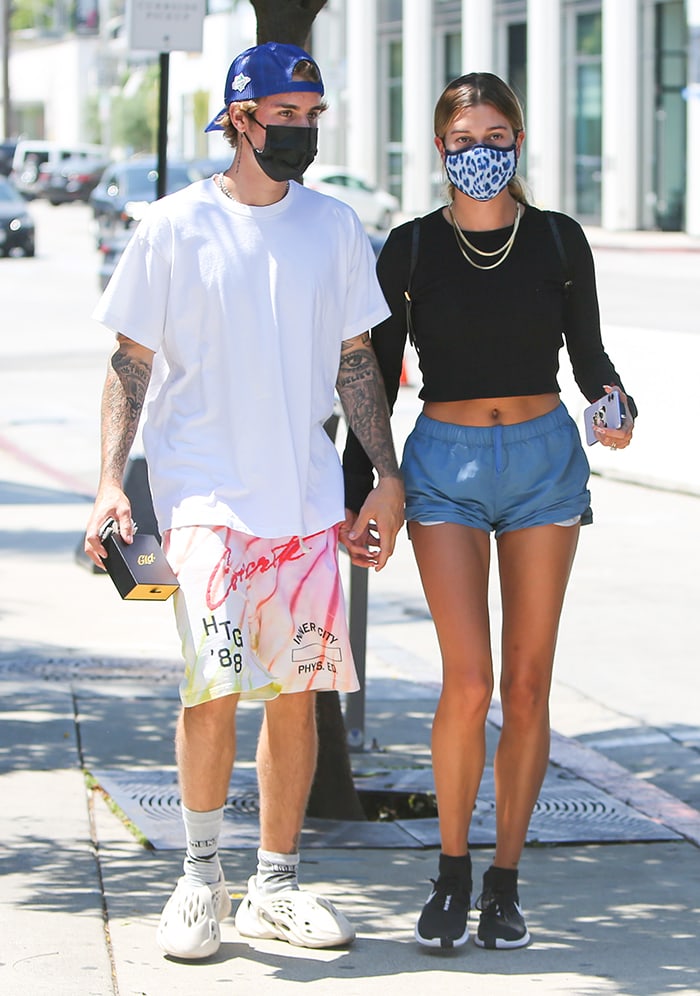 Justin Bieber and wife Hailey Bieber step out for lunch in Los Angeles on August 25, 2020