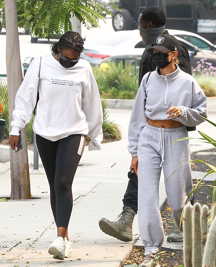 Hailey Bieber and Justine Skye stepped out to grab lunch after a workout session in West Hollywood