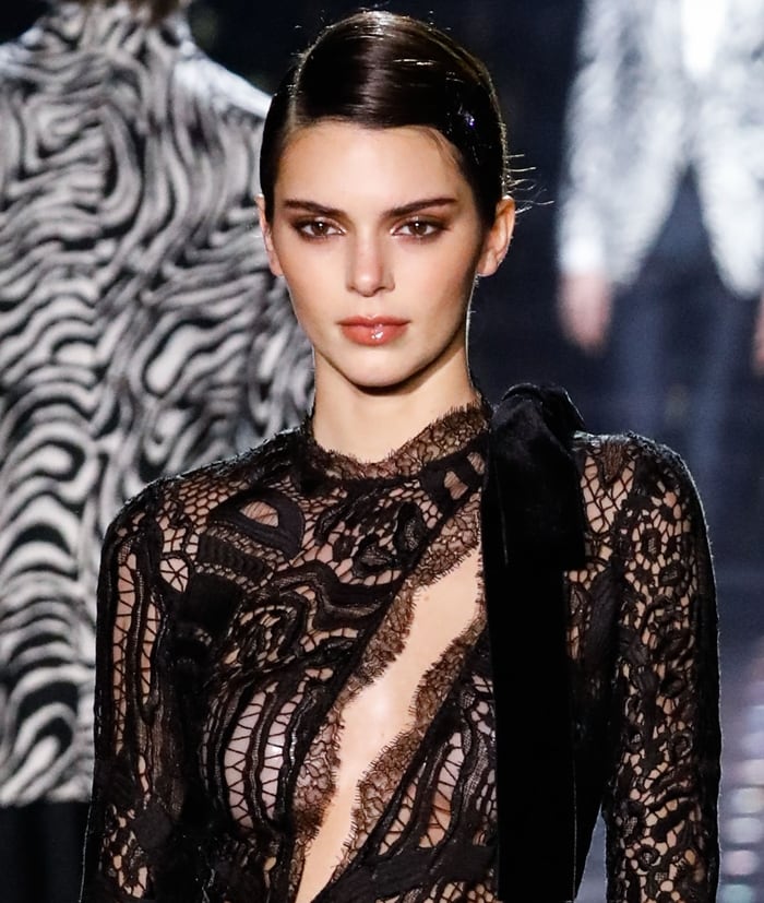 Kendall Jenner walks the runway at the Tom Ford: Autumn/Winter 2020 Fashion Show held at Milk Studios