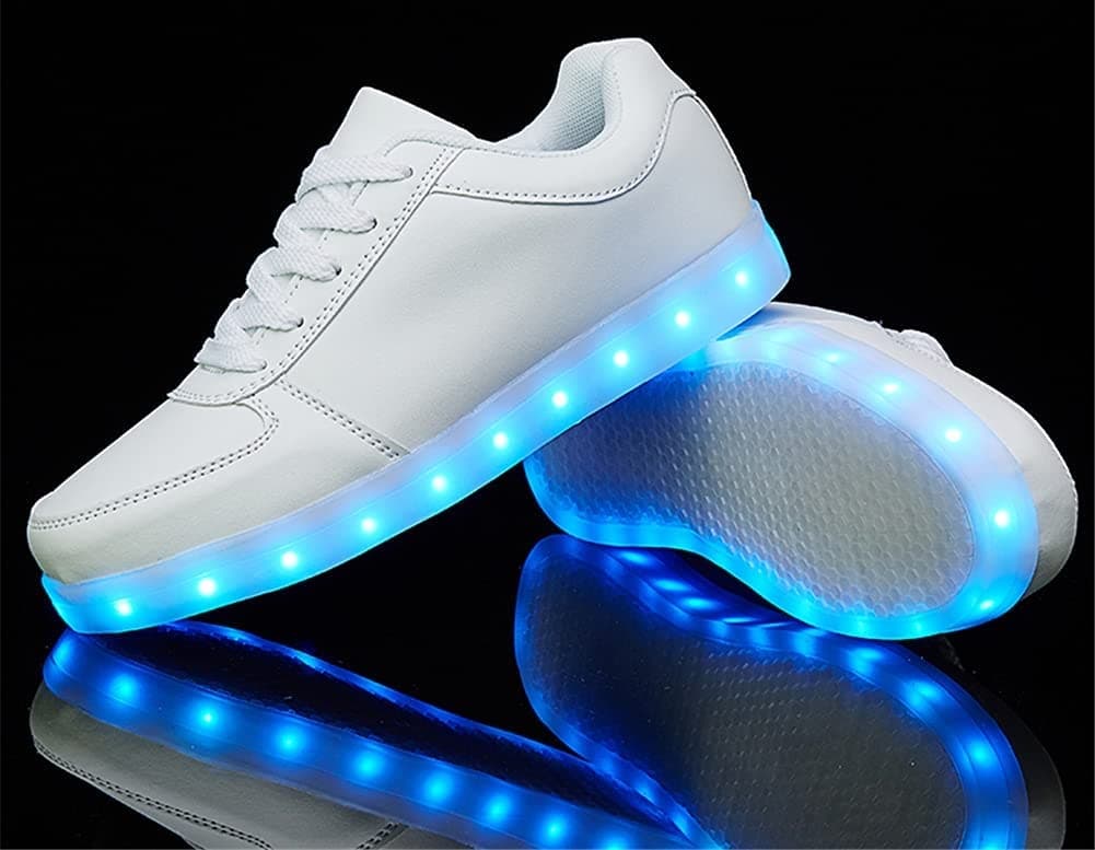 NEW LED Light Up Shoes Flyknit Adults & Kids US Sizes Men Women Sneakers White 